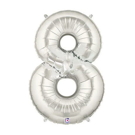 Foil Balloon Number 8 Silver Megaloon