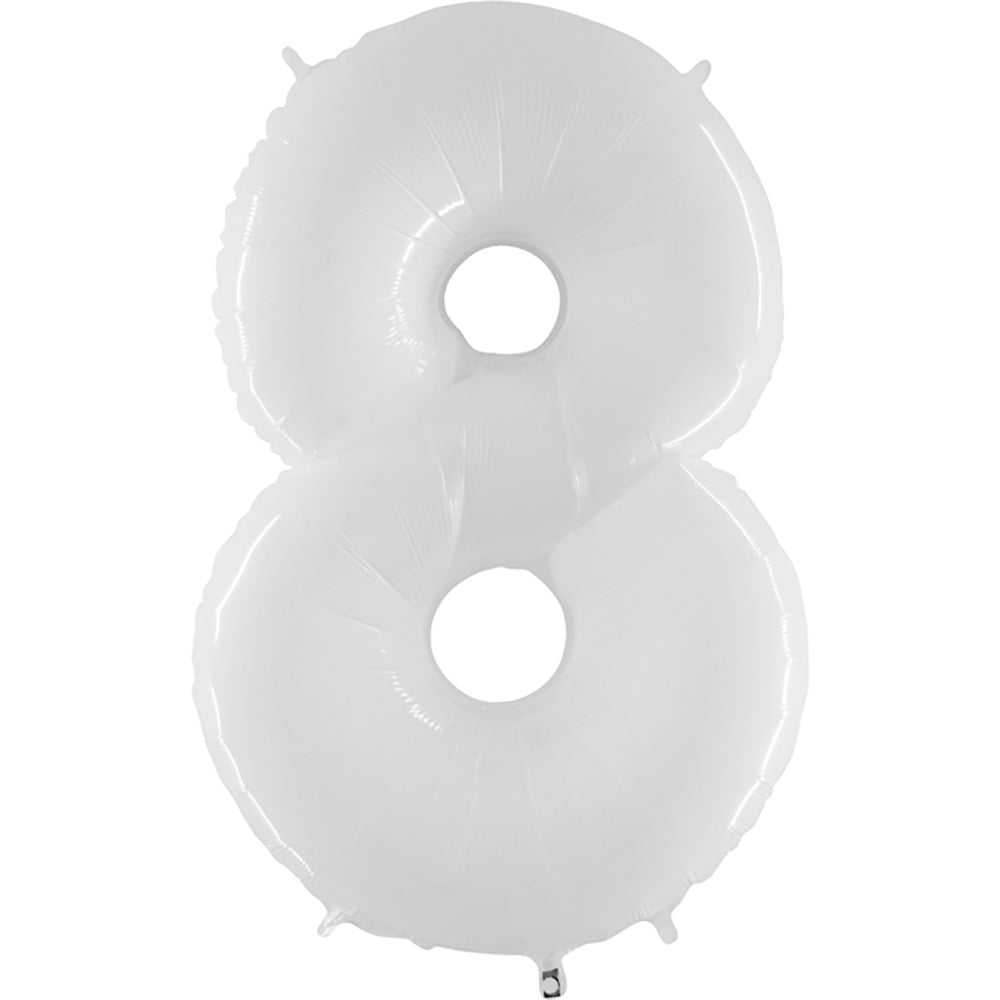 Foil Number 8 Balloon White 40 Inch
