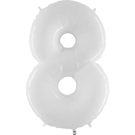 Foil Number 8 Balloon White 40 Inch
