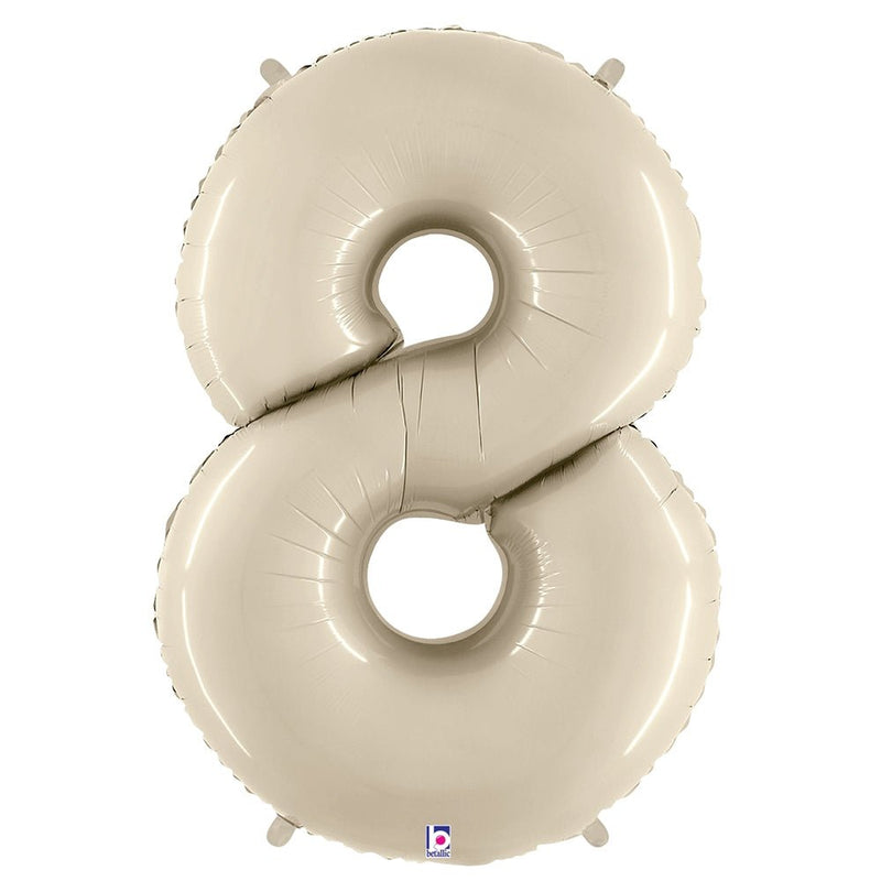 Foil Number 8 Balloon - White Sand Megaloon