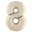 Foil Number 8 Balloon - White Sand Megaloon
