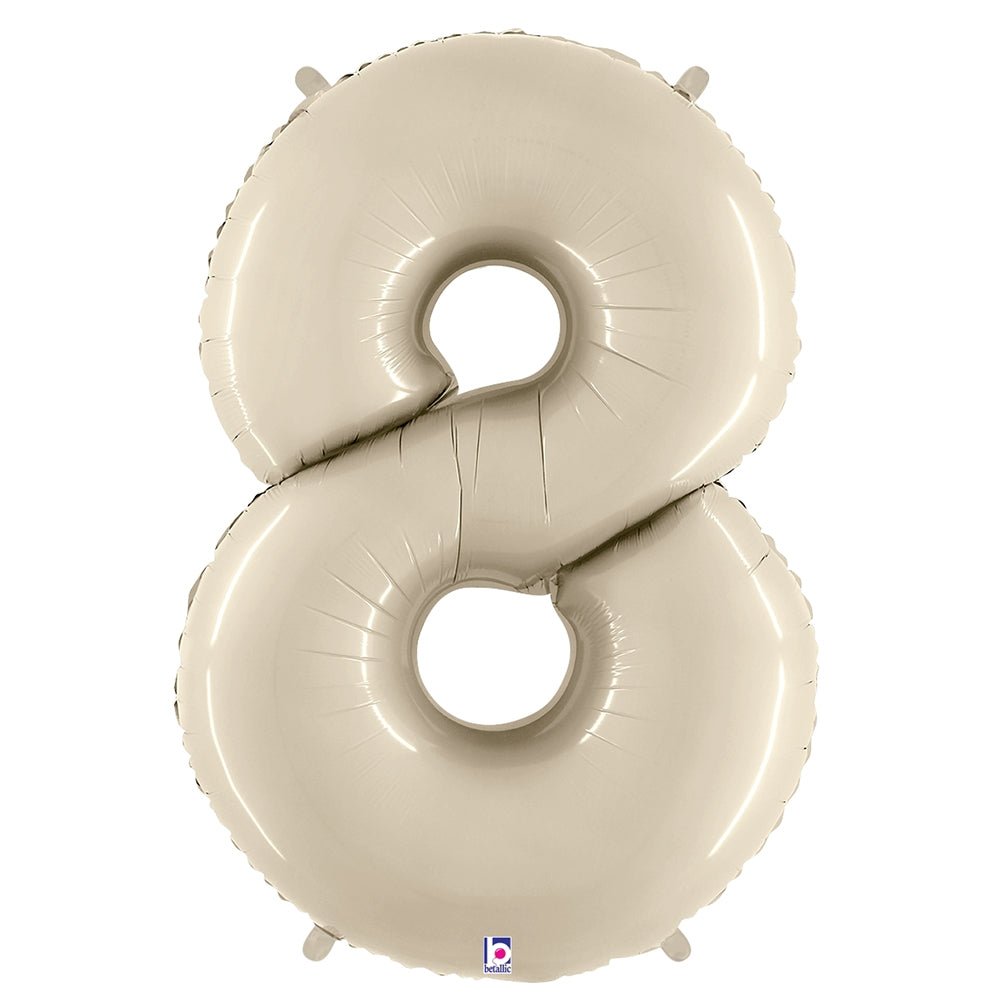 Foil Number 8 Balloon - White Sand Megaloon
