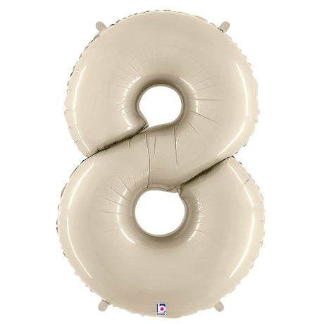 Foil Number 8 Balloon - White Sand Megaloon