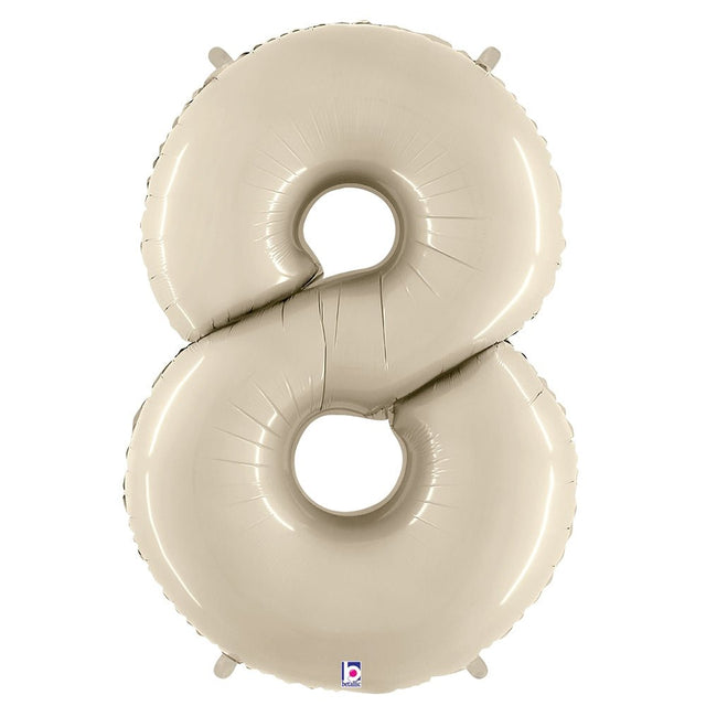 Foil Number 8 Balloon - White Sand Megaloon