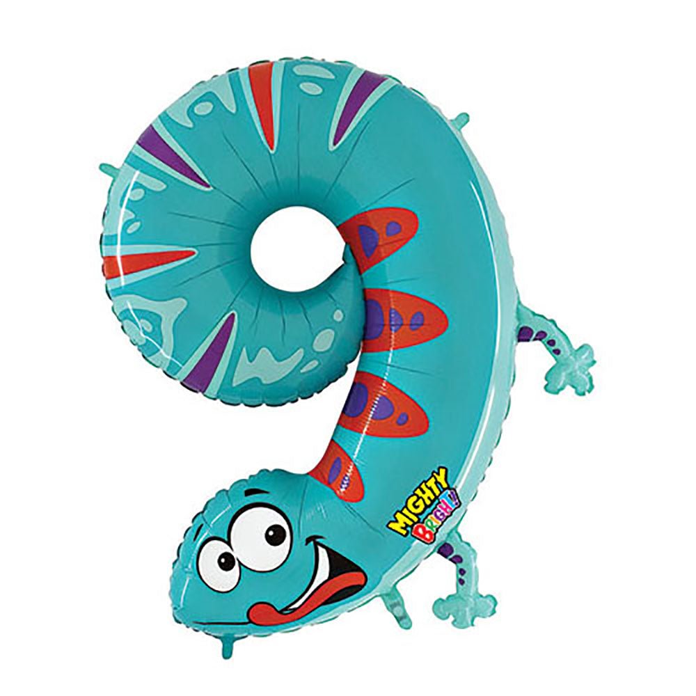 Foil Balloon Number 9 Gecko Zooloon
