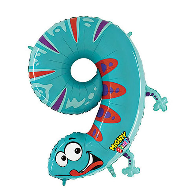 Foil Balloon Number 9 Gecko Zooloon