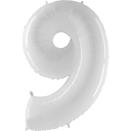 Foil Balloon Number 9 White 40 Inch