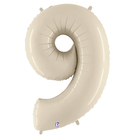 Foil Balloon Number 9 White Sand Megaloon