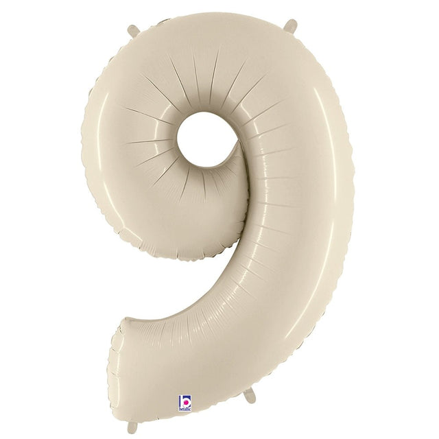 Foil Balloon Number 9 White Sand Megaloon