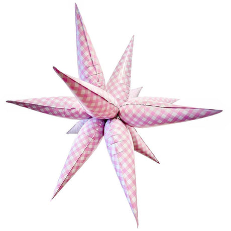 Pink Gingham Starburst Foil Balloon