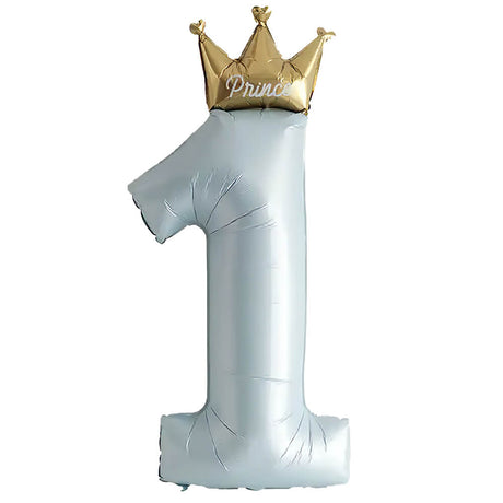 Foil Balloon Prince Crown Blue Number 1