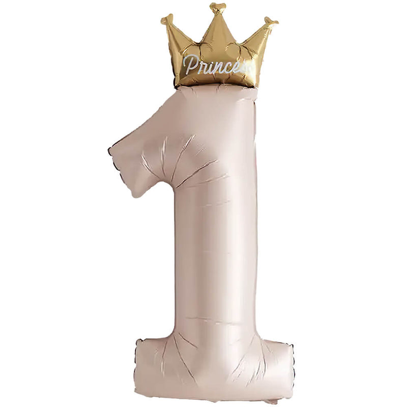 Foil Balloon Princess Crown Pink Number 1