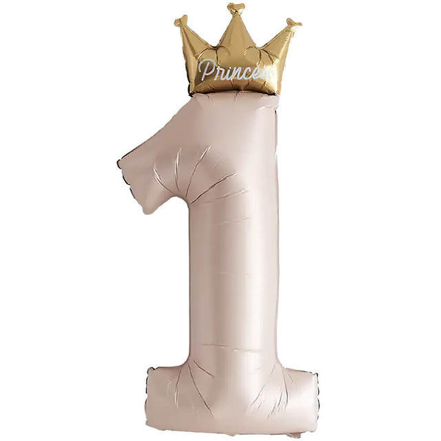 Foil Balloon Princess Crown Pink Number 1