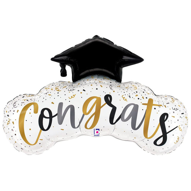 Graduation Foil Balloon 40 Inch Satin Congrats Confetti