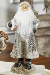 Small Resin Silver Snow Santa Figurine