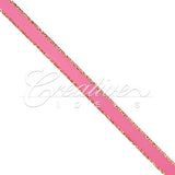 1/4" Satin With Gold Edge Ribbon - 50 Yards (Hot Pink)