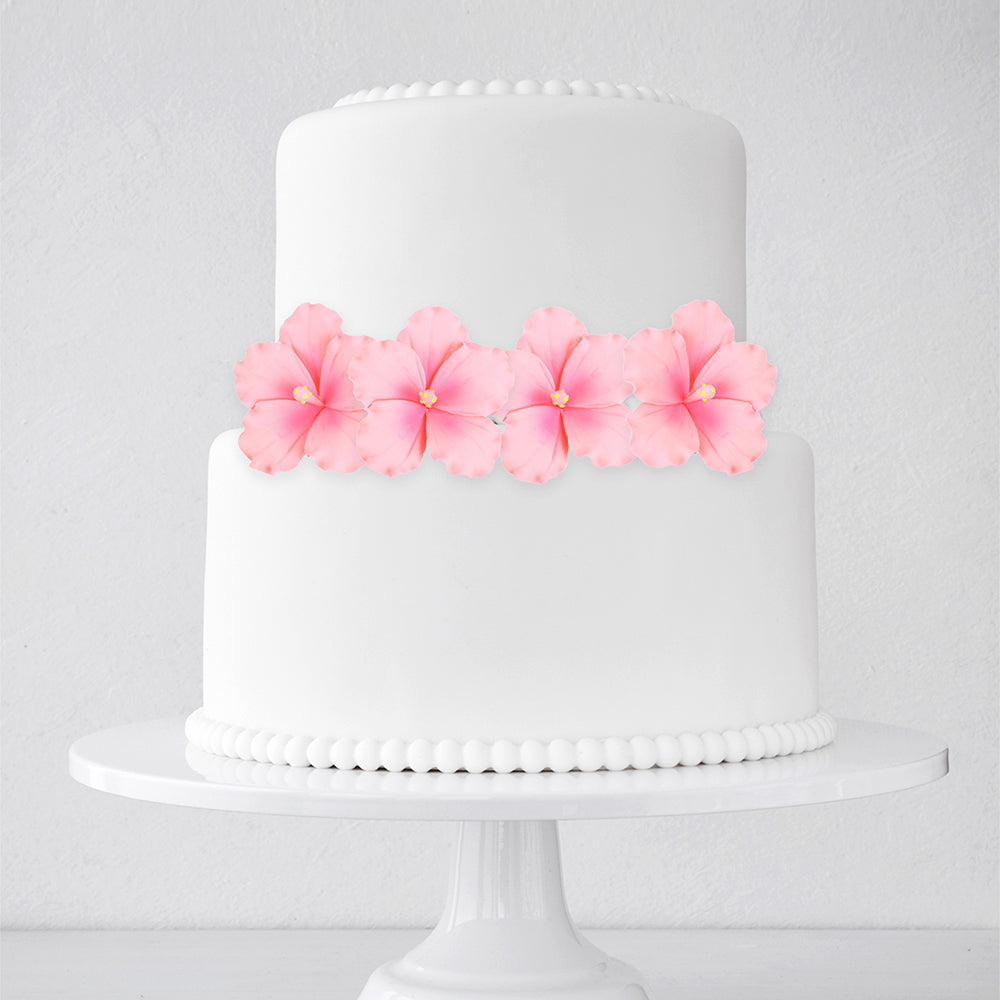 Light Pink Hibiscus Gumpaste Flowers - Set of 3