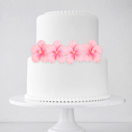 Light Pink Hibiscus Gumpaste Flowers - Set of 3