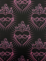 1 Yard Sacred Heart Print Stretch Spandex Fabric for Costumes and Activewear 58"/60" Width