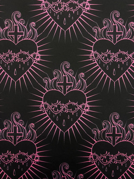 1 Yard Sacred Heart Print Stretch Spandex Fabric for Costumes and Activewear 58"/60" Width