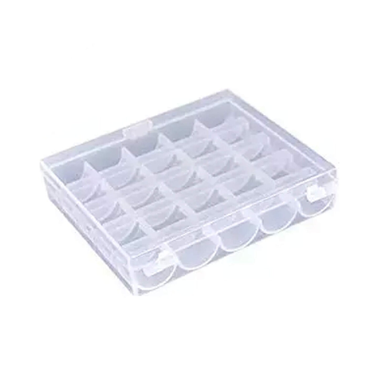 Portable Plastic Bobbin Organizer Box with 25 Clear Premium SA156 Bobbins for Sewing