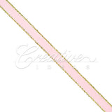 1/4" Satin With Gold Edge Ribbon - 50 Yards (Light Pink)