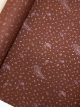 Wool Twill Printed Purple Brown Fabric