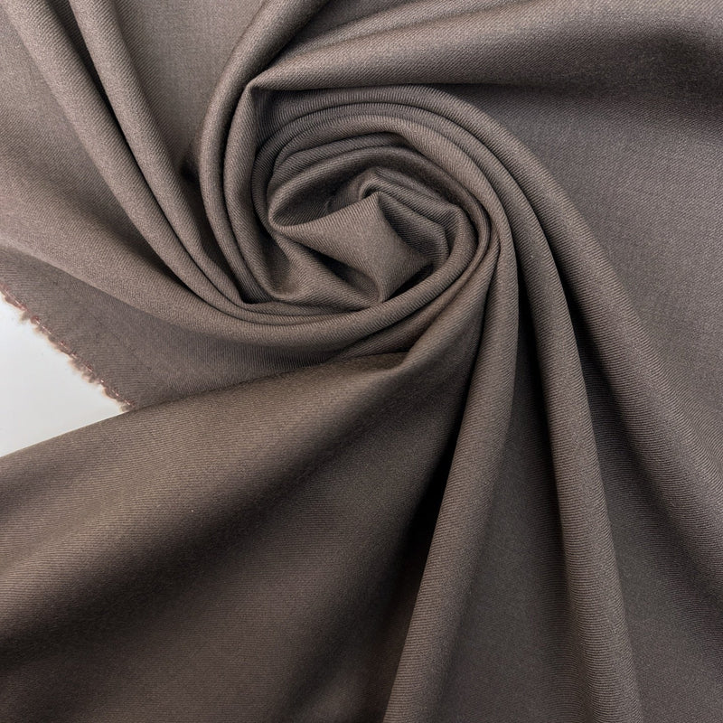 Virgin Wool Brown Twill Suit Fabric