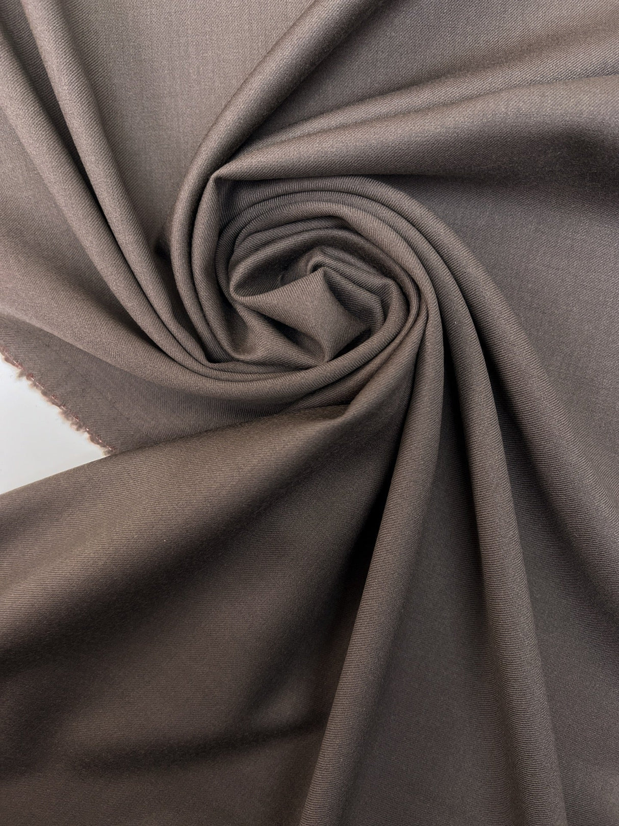 Virgin Wool Brown Twill Suit Fabric