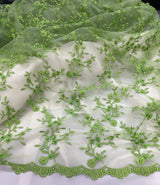 Beaded Lace Fabric on Polyester Net Mesh