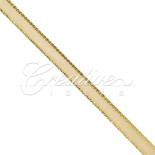 1/4" Satin With Gold Edge Ribbon - 50 Yards (Toffee)