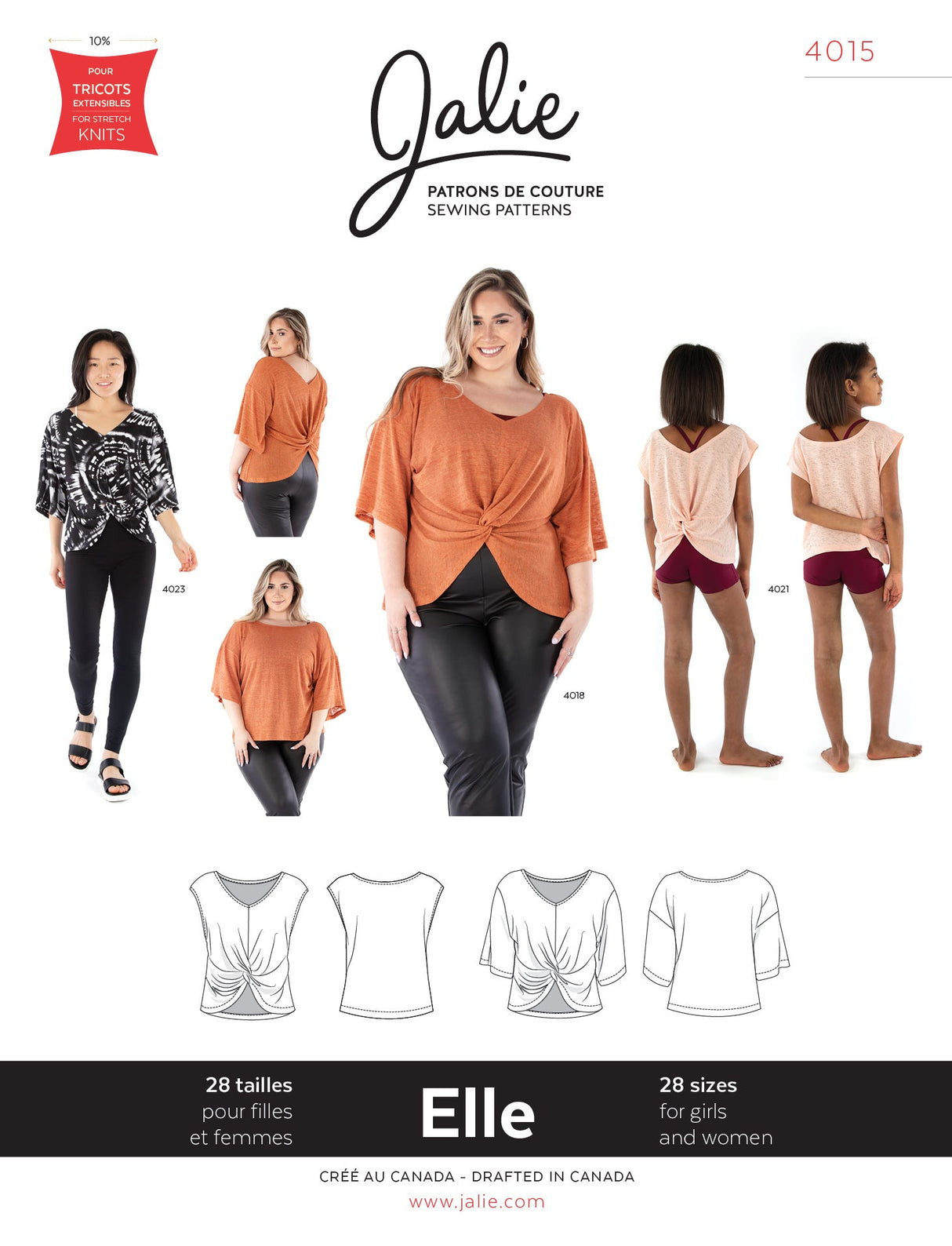 Sewing Pattern Elle Reversible Top by Jalie
