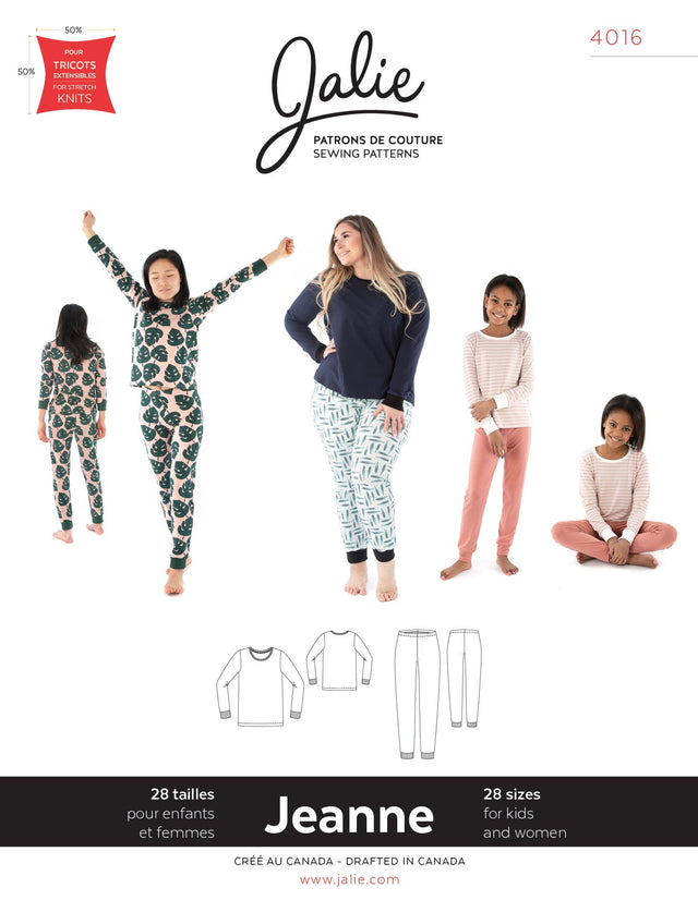 Sewing Pattern Jeanne Knit PJ Set by Jalie