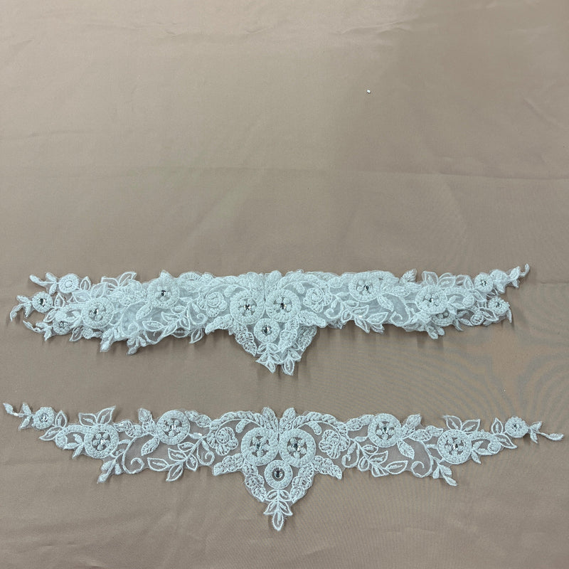 Beaded Lace Applique Embroidered Net Mesh