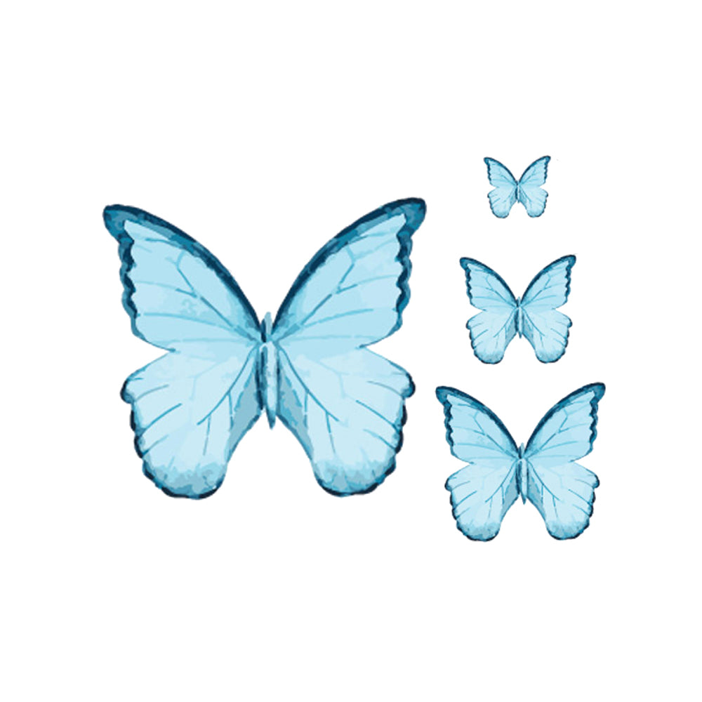 Crystal Candy Veined Blue Edible Butterflies - Pack of 22