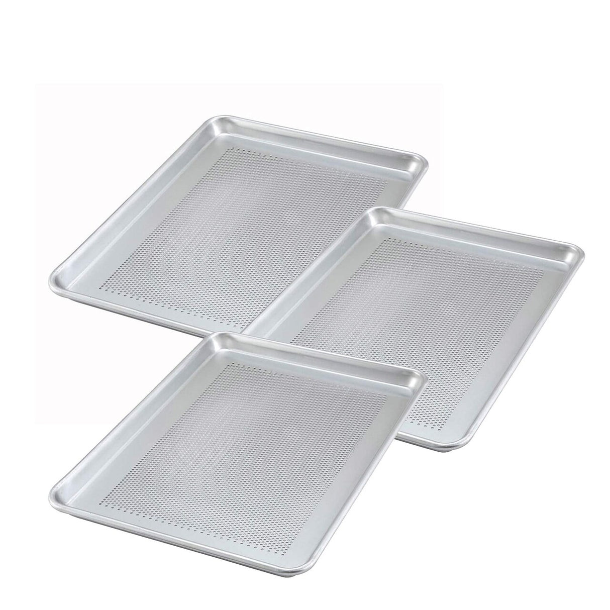 18" L x 13" W Half Size Perforated Sheet Pan 18 Gauge Aluminum Closed Bead Edge