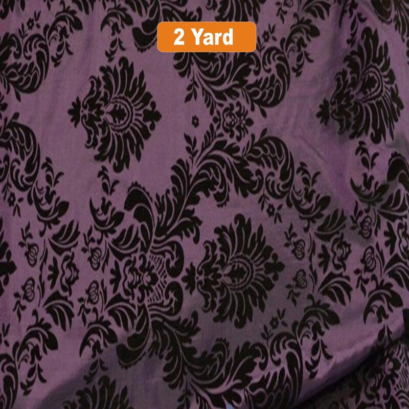Damask Flocking Taffeta Fabric - 60" Wide for Curtains, Apparel, and Décor