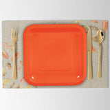 24 Count Orange Square Paper Dessert Plates 7"