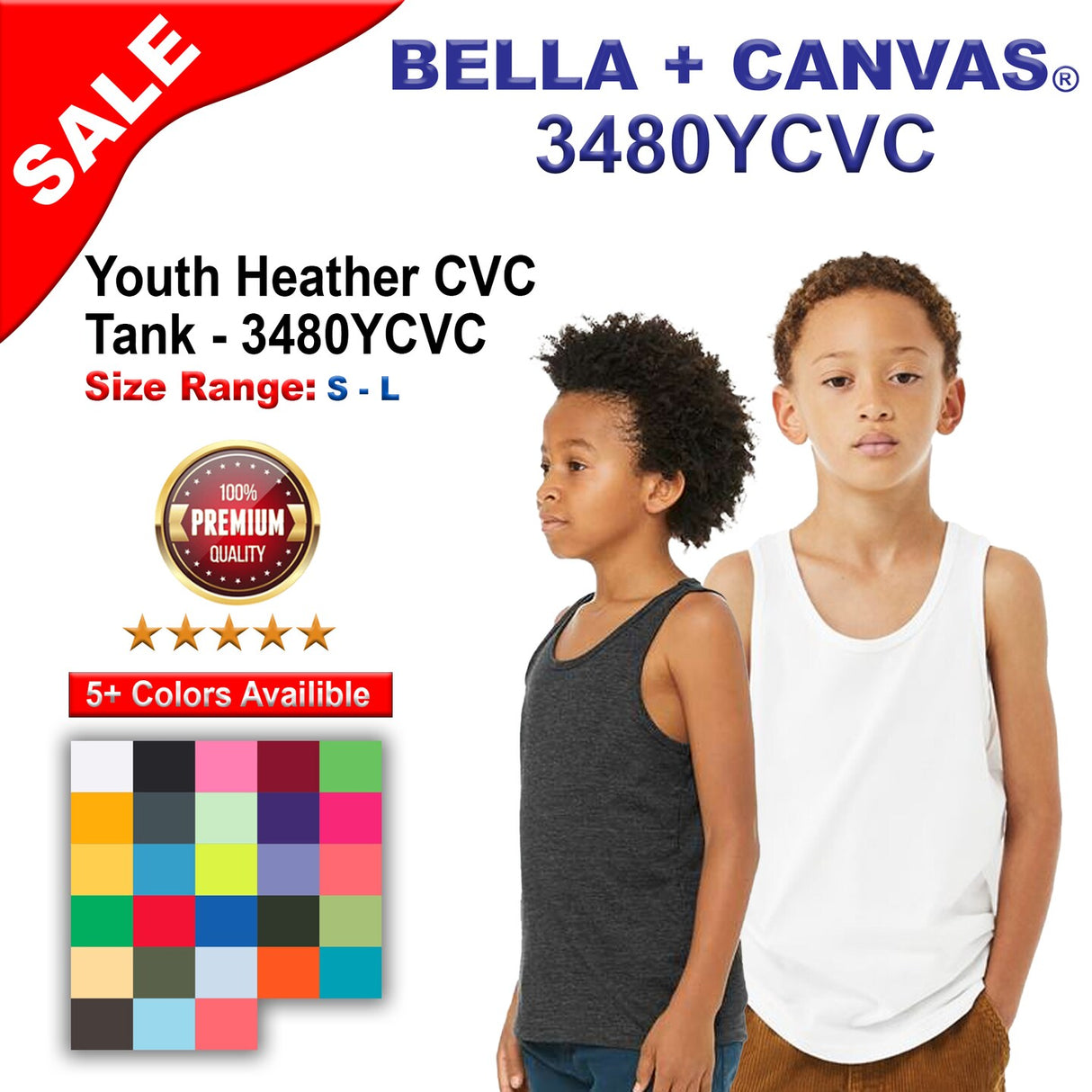 BELLA + CANVAS® Youth Heather CVC Tank Top - 3480YCVC
