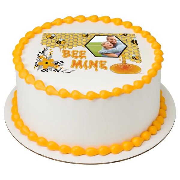 Bee Mine Honey Comb Love PhotoCake Edible Image