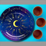 Celestial Sun and Moon Paper Dinner Plates 9 Inch 8 Count for Party Table Settings