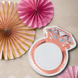 8 Count Wedding Ring-Shaped Paper Dinner Plates 8½" x 11½" Disposable Bridal Shower & Engagement Party Plates