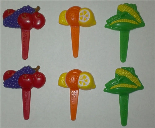 2" Fruit & Veggies Cupcake Picks - 6 Pack