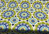 Waverly Modern Essentials Solar Flair Cotton Fabric - Lime Indigo, 54" Width, 13.5" Vertical Repeat, 13.5" Horizontal Repeat (1 Yard)