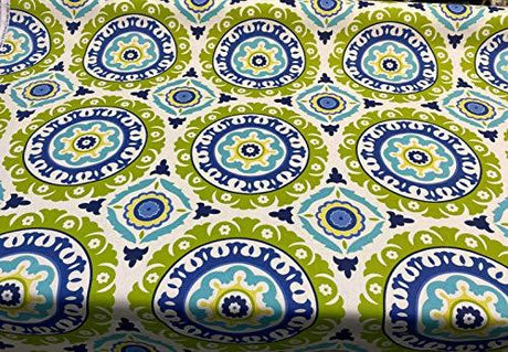 Waverly Modern Essentials Solar Flair Cotton Fabric - Lime Indigo, 54" Width, 13.5" Vertical Repeat, 13.5" Horizontal Repeat (1 Yard)