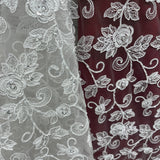 Beaded Corded Floral Bridal Lace Fabric 52" Wide