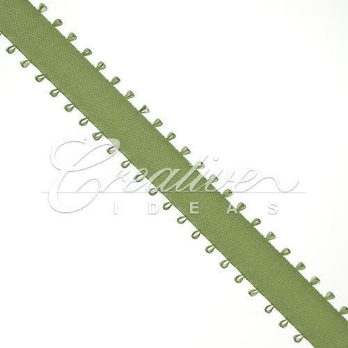 3/8" Double Face Picot Ribbon - 50 Yards (Moss Green)