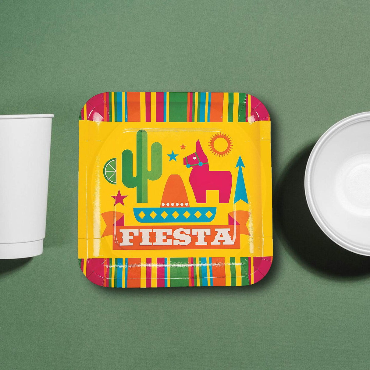 8 Count Sombrero Fiesta Party Paper Dinner Plates 9 Inch for Cinco de Mayo Celebration