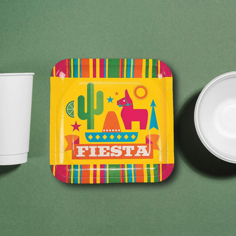 8 Count Sombrero Fiesta Party Paper Dinner Plates 9 Inch for Cinco de Mayo Celebration