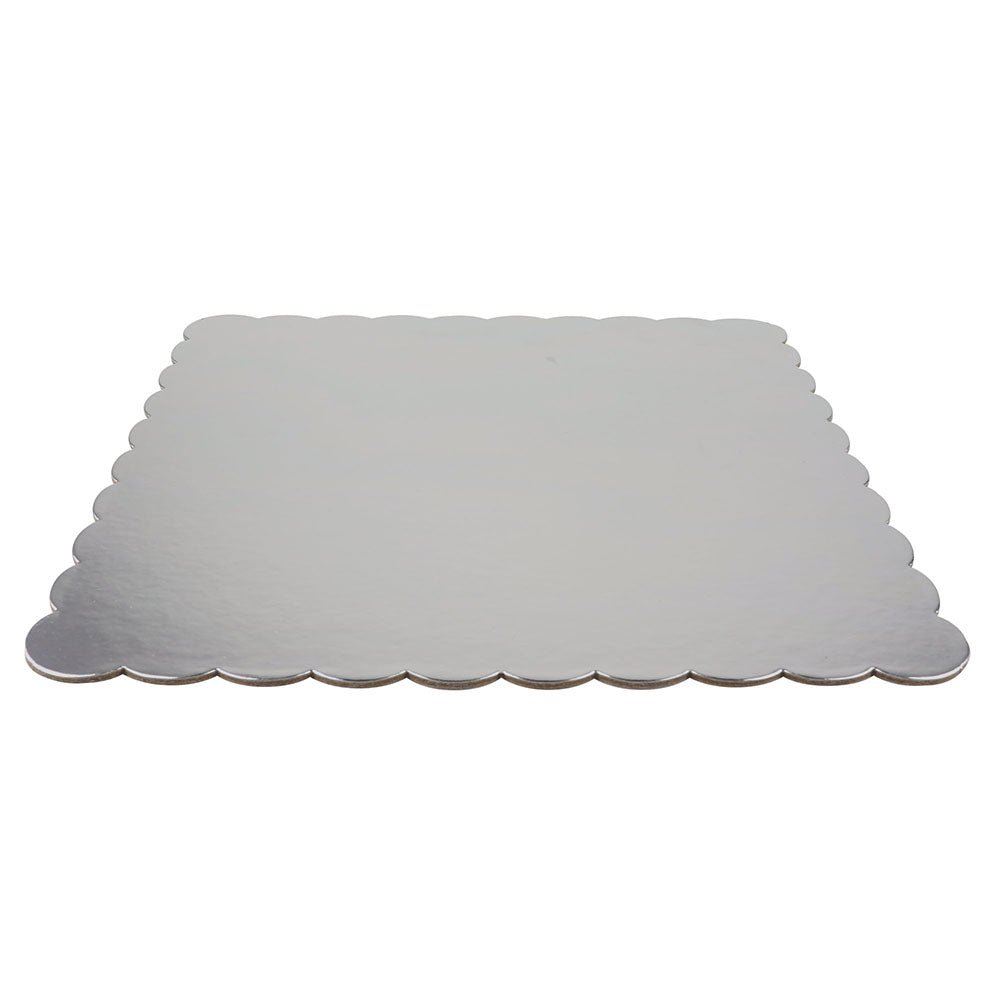 Square Silver Scalloped Cake Board, 12" - Case of 50